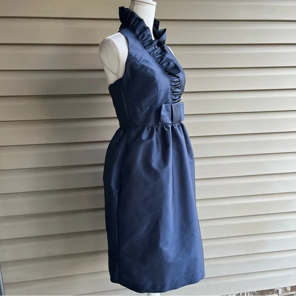 •Alfred Sung• Midnight Blue Ruffle Halter Event Dress - Size 4 - Picture 6 of 9